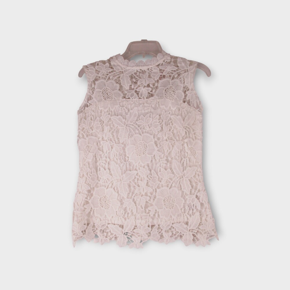 Nanette Lepore Sleeveless White Lace Blouse Size S